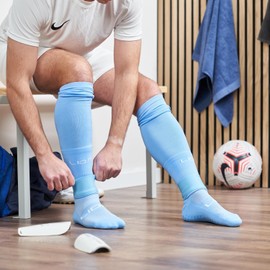 Silicone Soccer Leg Bands for Adults & Older Kids - Tape Alternative to Hold Shin Guards in Place - Variety of Colours to Match Your Team Uniform (Sky Blue)