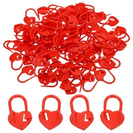 PATIKIL Crochet Stitch Markers, 100 Pack Plastic Knitting Markers Needle Pin Heart Locking Stitch Marker for Sewing Crocheting DIY Craft, Red