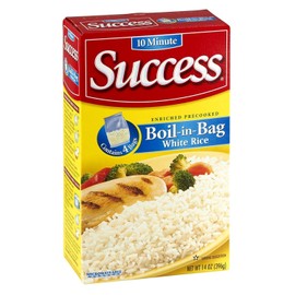 Success Rice, 10 Minute, Boil-in-Bag, Natural Long Grain White Rice, 14oz Box (Pack of 4)