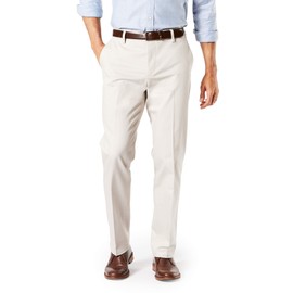 Dockers Men's Straight Fit Signature Lux Cotton Stretch Khaki Pant-Creased, Cloud, 30W x 32L
