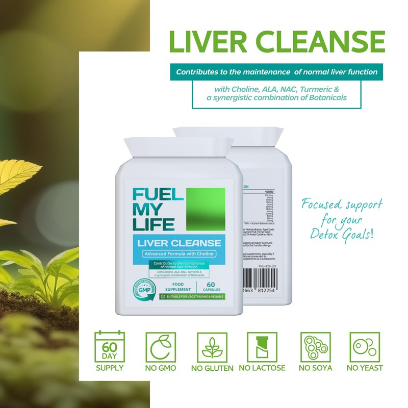LivCleanse 60 Capsules – Choline, Alpha Lipoic Acid, N-Acetyl Cysteine