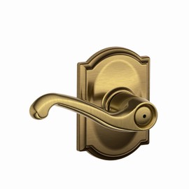 SCHLAGE F40 FLA 609 CAM Camelot Collection Flair Privacy Lever, Antique Brass