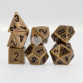 Mini Metallwürfel - Antikes Messing - 7 Teile Set - Made in Germany