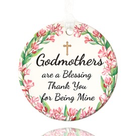 Gifts for Godmother Ornament 2025, Godmother Gift:Godmothers are a Blessing, Thank You for Being Mine, 2.9" Ceramic God Mother Christmas Ornament 2025