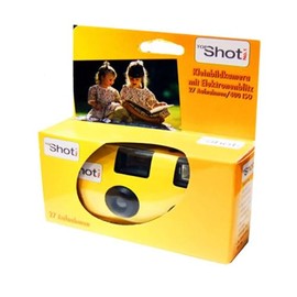 4 x 1A PHOTO PORST Disposable Camera Edition Topshot in Yellow / Wedding Camera / Party Camera (27 Shots Each, Pack of 4)