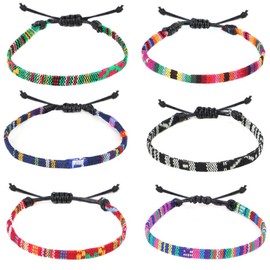 Colrid 6 Piece Anklet Set, Adjustable Woven Bracelet, Handmade Braided Bracelet, Women's Fabric, Multicoloured, for Valentine's Day, Birthday, Christmas, Anniversary, Mixing rope
