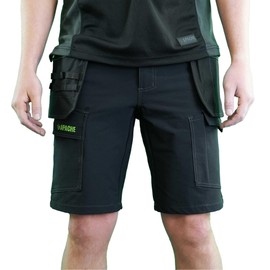 Tool Monkey Apache Premium Stretch Shorts, 4 Way Stretch Lightweight Fabric with Holster Pockets (UK, Waist, 30, Regular, Regular, Black)