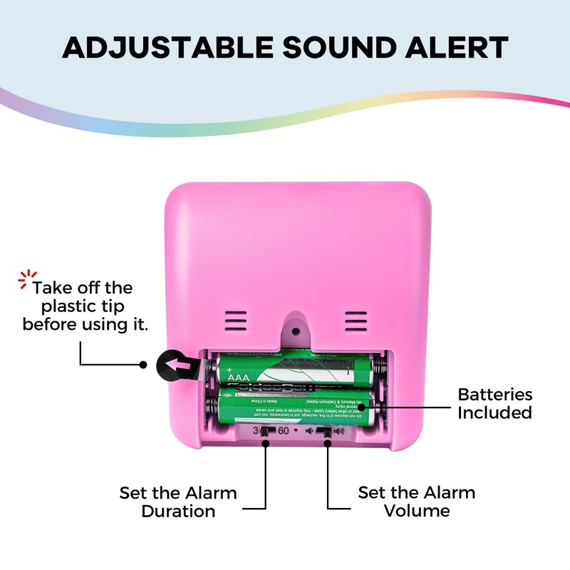 Baby Pink Visual Timer - 60 Min Countdown, Silent, Loud