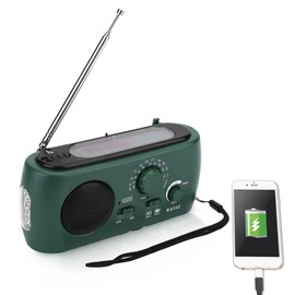 Wind Up Solar Radio,AM/FM Hand Crank Radio with LED Flashlight Emergency Phone Charger for Household and Outdoor Camping, Hiking