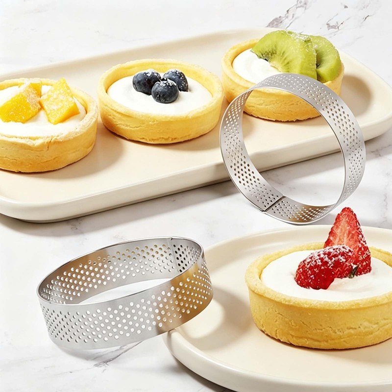 Cedryn 12PCS Crumpet Rings Non Stick 8CM Perforated Tart Ring
