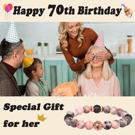 OAVOOK 70 Year Old Birthday Gifts for Women Meaningful 70th Birthday Gifts Bead Bracelet for Mom, Wife, Grandma, Friends, Sister