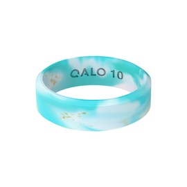 QALO Women's Rubber Silicone Ring, Natural Stone Modern Rubber Wedding Band, Breathable, Durable Engagement Silicone Ring, 6.5mm Wide 1.8mm Thick, Turquoise, Size 9