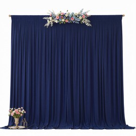 10x12ft Navy Blue Backdrop Curtains Wedding Party Drapes for Backdrop Bridal Baby Shower Prom Birthday Graduation Photo Backdrop Draping Fabric 5x12FT, 2 Panels