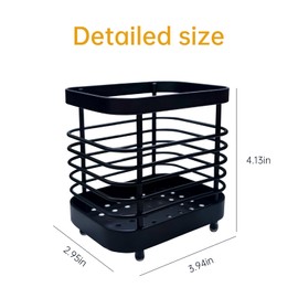 LAIPART Kitchen Sink Utensil Holder of Drying Rack, Small Stainless Steel Cutlery Drainer Caddy,Spoon and fork organizer (Black)