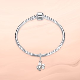 Annmors Charm, Love You Hearts, Pendant, S925 Sterling Silver, Bead Charm with Cubic Zirconia for European Bracelets, Necklaces, Mother's Day, Christmas Jewellery Gift for Men and Women, Silver