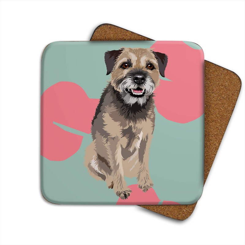Border Terrier Coaster Set by Artist Leslie Gerry - Set