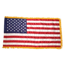 USA-Made Indoor American 3' x 5' Nylon Flag | Pole Hem & Gold Fringe | Sewn Stripes & Embroidered Stars | Elegant Display for Offices, Schools & Ceremonial Use | Durable & Fade-Resistant