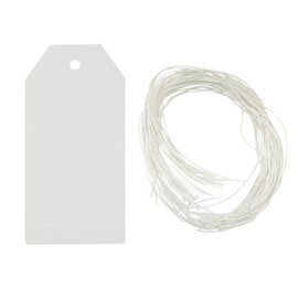 Allydrew 50 Gift Tags/Kraft Hang Tags with Free Cut Strings for Gifts, Crafts & Price Tags - White Original Tag