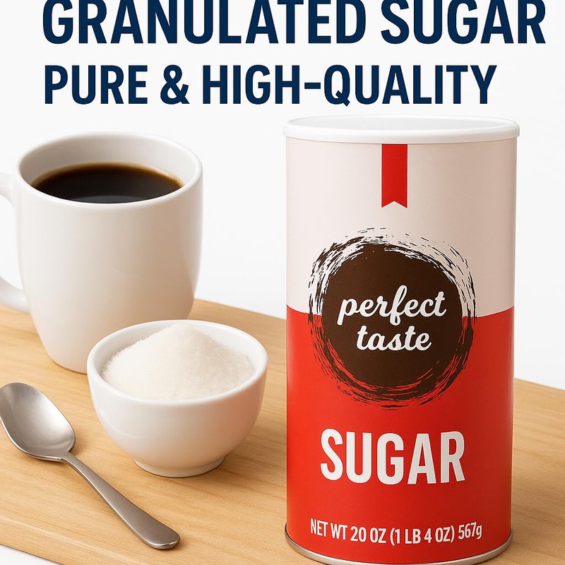 Perfect Taste Granulated Sugar – 20 oz Sugar Canister –