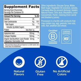 ijk Glowing Skin Vitamin Gummy with Hyaluronic Acid, Supplement, Plump Berry, 50 Ct