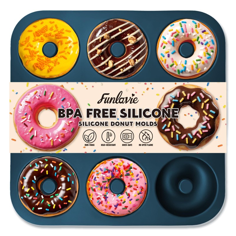 Large Silicone Donut Pan for Baking, 9 Cavity Non-Stick Food