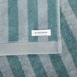 Tom Tailor Bath Towel, 70 x 140 cm, 100% Cotton/Terry Towel, with Hanger, Colour Bath Towels, Medium Stripes, Turquoise (Fresh Sage & Smokey Sage)