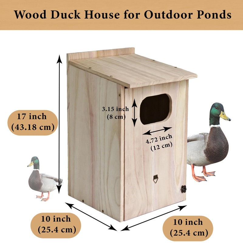 Wood Duck House, Sturdy Weather-Resistant Nesting Box and Shelter