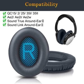 SoloWIT Professional Earpads for Bose QuietComfort 15 QC15 QC25 QC2 QC35/Ae2 Ae2i Ae2w/SoundTrue & SoundLink Around-Ear & Around-Ear II, Ear Pads Cushions Replacement for Bose Headphones (Titanium)