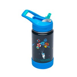 EcoVessel FROST Stainless Steel Kids Water Bottle with Straw Lid, Leak Proof Bottle with Carry Handle & Bottle Bumper, Kids Water Bottle For School - 12oz (Outer Space)