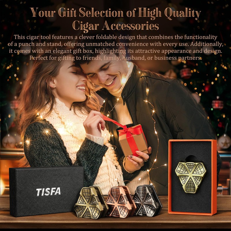 TISFA Cigar Punch Tool, Cigar Punch Cutter with Cigar Holder