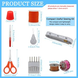 Rnigra Sewing Thread Set, 32 Color Polyester Thread, Sewing Thread for Sewing Machine, with Scissors, Thimble, Seam Ripper, Tape Measure, Needle, for Hand and Machine Sewing