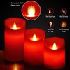 Nancia Flameless Battery Operated Flickering Candles:3PACK Red Real Wax Pillar
