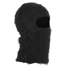 PATIKIL Distressed Balaclava Ski Mask, Balaclava Camo Knitted Face Mask Windproof Full Face Cover for Women Men Outdoor Sports, Black