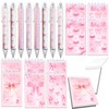 18 PCS Pink Bows Notebook Journal with Pen,Coquette Bow Pocket