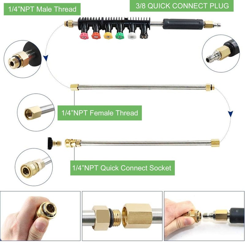 Hourleey 9 Pack Pressure Washer Extension Wand Upgrade Power Washer