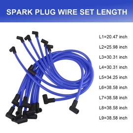JDMON 10.5mm Spark Plug Wires Compatible with Chevy 350 400 327 307 383 SBC 454 366 396 402 409 427 496 502 572 632 BBC V8 Ignition Wires Blue