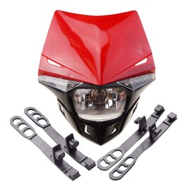 GOOFIT H4 Universal 12V 35W Motorbike Headlight LED Light Replacement for Supermoto Motocross Suzuki Kawasaki Bicycle Cafe Racer ATV Motorcycle Dirt Bike Red
