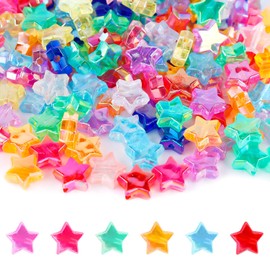 400pcs Star Beads, 0.4 inch Colorful Star Shaped Beads Tiny Cute Star Beads for Bracelets Necklace Jewelry Making DIY Crafts Decor Accessories