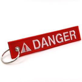 Rotary13B1 DANGER - Red/white Jet Tag Key Chain 1 inch x 5 inches 100% Embroidered (1)