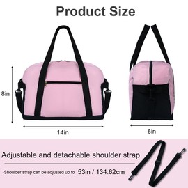 Flintronic Small Gym Bag, 14 inch Carry On Mini Duffel Bag with 2 Drawstring Bags, Lightweight Overnight Bag Portable Travel Bag for Sports, Gym (Pink)