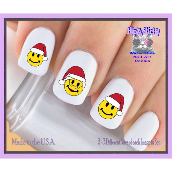 Holiday Christmas - Christmas 808X Mr & Mrs Santa Smiley Face Nail Decals - WaterSlide Nail Art Decals - Highest Quality! Made in USA