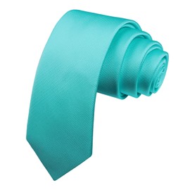 Skinny Tie 6cm Necktie by Alizeal, Great for Weddings Groom, Aqua Green