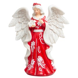 KEEPKAP Angel Figurine for Women, Sympathy Memorial Gift, Hand-Painted Sculpted Home Decor Angel Statues (7" H)
