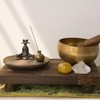 Frog-Vase Incense Holder,Rust-Glazed Rotus Ceramic Insence Stick Holder,Alloy Meditation Frog＆Mini