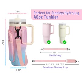 DLOCCOLD Water Bottle Carrier Bag with Phone Pocket for 40 oz Tumbler, Water Bottle Holder with Adjustable Shoulder & Handheld Strap, Carrier Sling Bag for Water Bottle Walking Camping Travelling