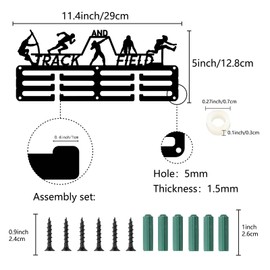 CREATCABIN Medal holder, medal hanger, medal stand, display, sports, metal, hanging, awards, iron, small holder, decor, awards for wall, black, 29 x 12.8 cm, athletics