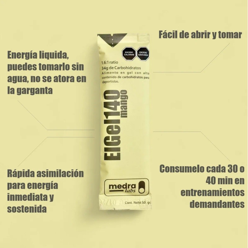 Gel Energético Deportivo 140cal 50g Cafeína Carbohidratos