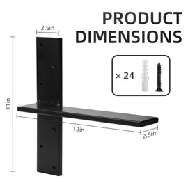 Cskunxia 4Pcs Free Hanging Shelf Bracket, Floating Shelf Brackets, Heavy Duty T Shelf Bracket, Floating Countertop Brackets, Shelf Brackets 12 inch