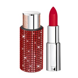 Lyxheth Upright Car Chapstick Holder, Lip Gloss Holder for Car, Sparkling Rhinestone Auto Interior Insulating Lip Balm Holder, Auto Accessories Bling Car Lipstick Holder Fit Most Vehicles (Red)