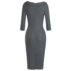 MUXXN Ladies Solid Color Cut Out Neck Dark Grey Vintage Celebrity Juniors Dress (Gray L)